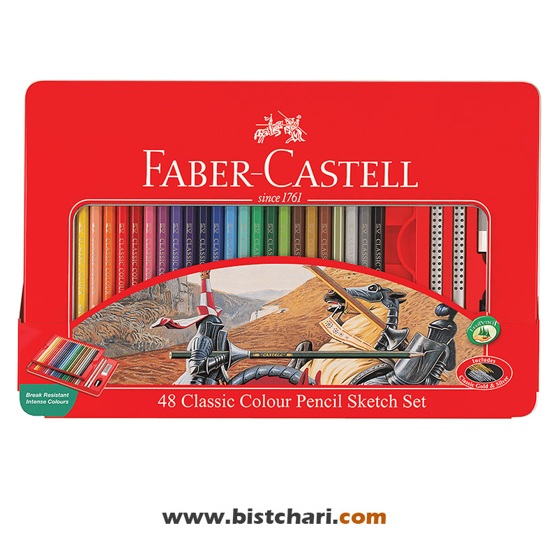 مداد رنگی 48 رنگ کلاسیک جعبه فلزی برند فابرکاستل Faber Castell