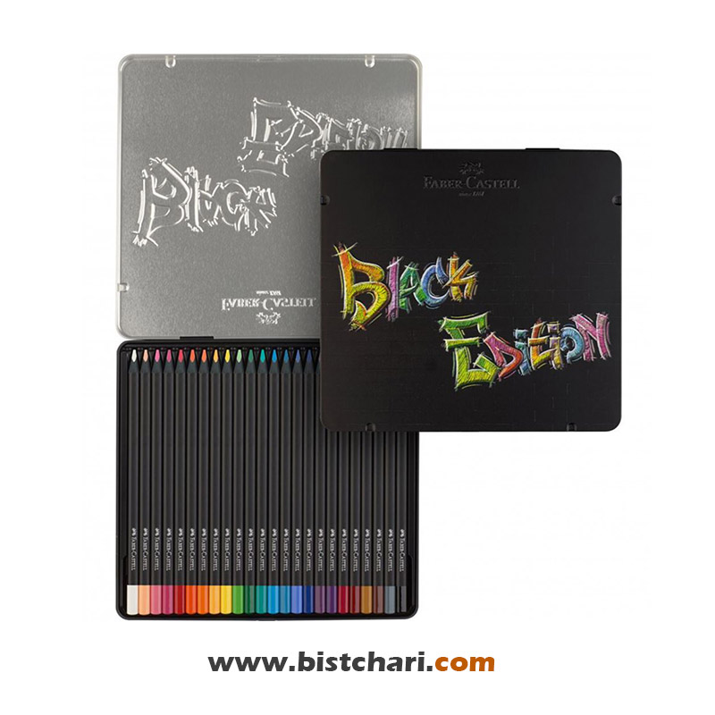 مداد رنگی 24 رنگ سری Black Edition جعبه فلزی برند فابرکاستل Faber Castell