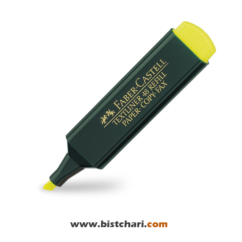 ماژیک هایلایتر رنگ زرد فسفری بدنه مشکی برند فابر کاستل Faber-Castell