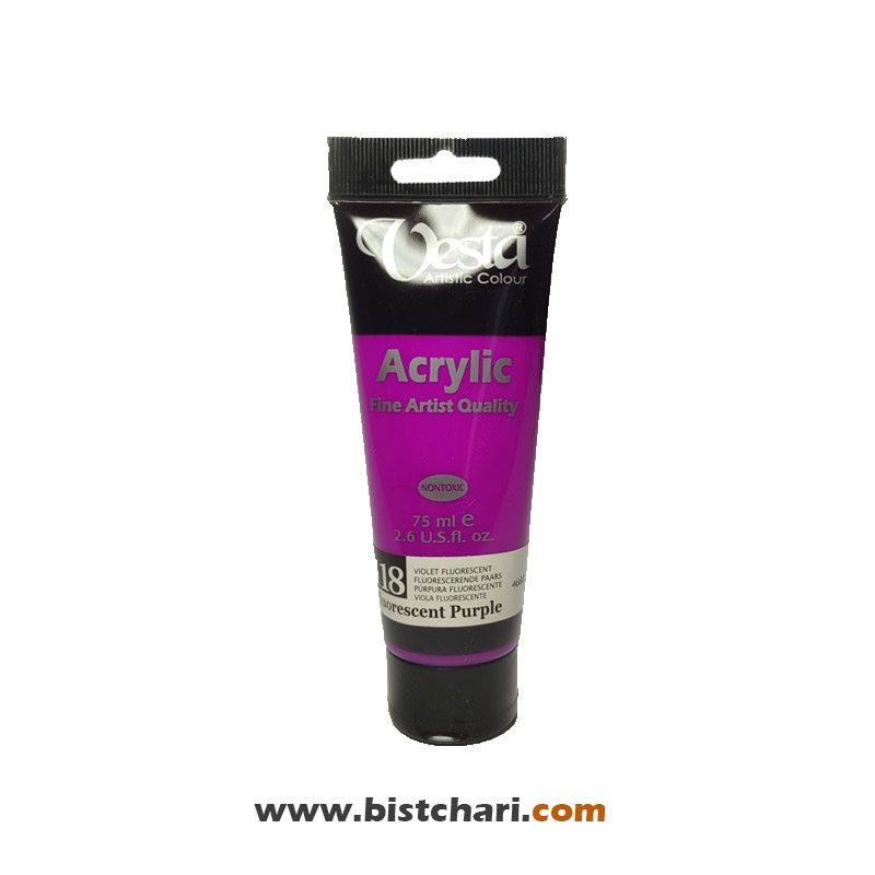 رنگ اکریلیک فلورسنت Fluorescent purple کد 118 حجم 75 ml برند وستا Vesta