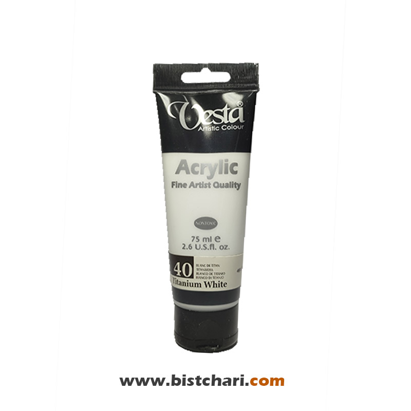 رنگ اکریلیک Titanium white کد 40 حجم 75 ml برند وستا Vesta