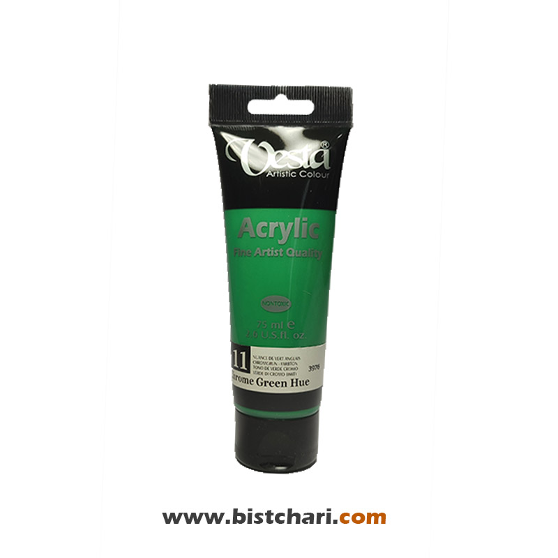رنگ اکریلیک Chrome green hue کد 11 حجم 75 ml برند وستا Vesta