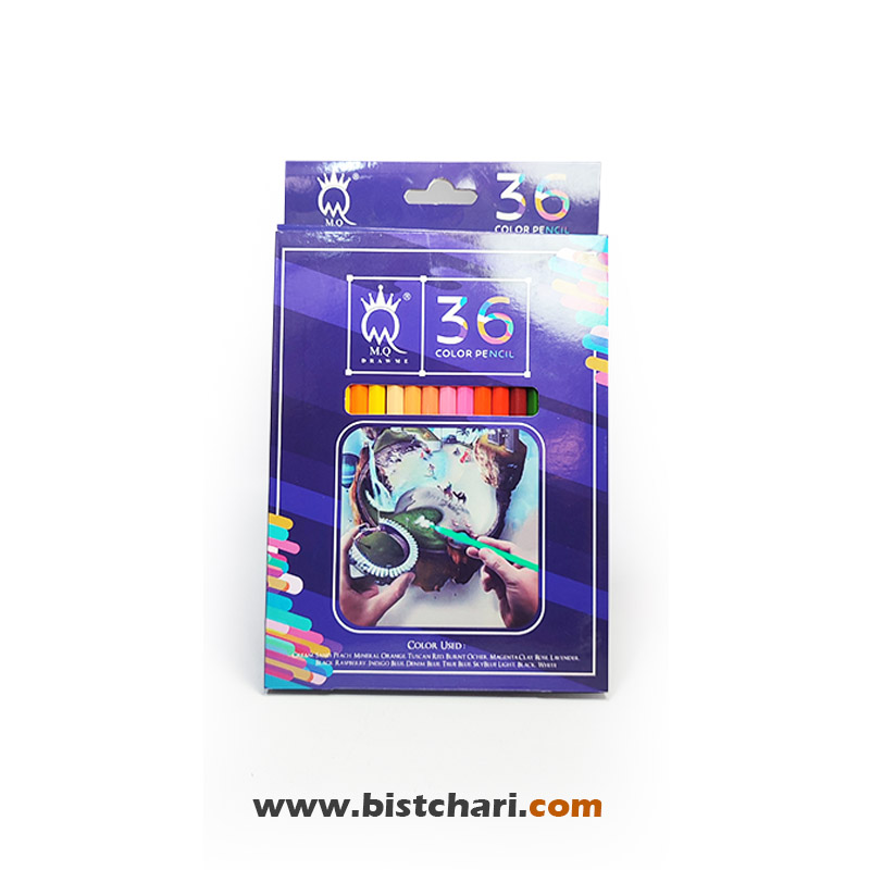 مداد رنگی 36 رنگ جعبه مقوایی برند ام کیو MQ