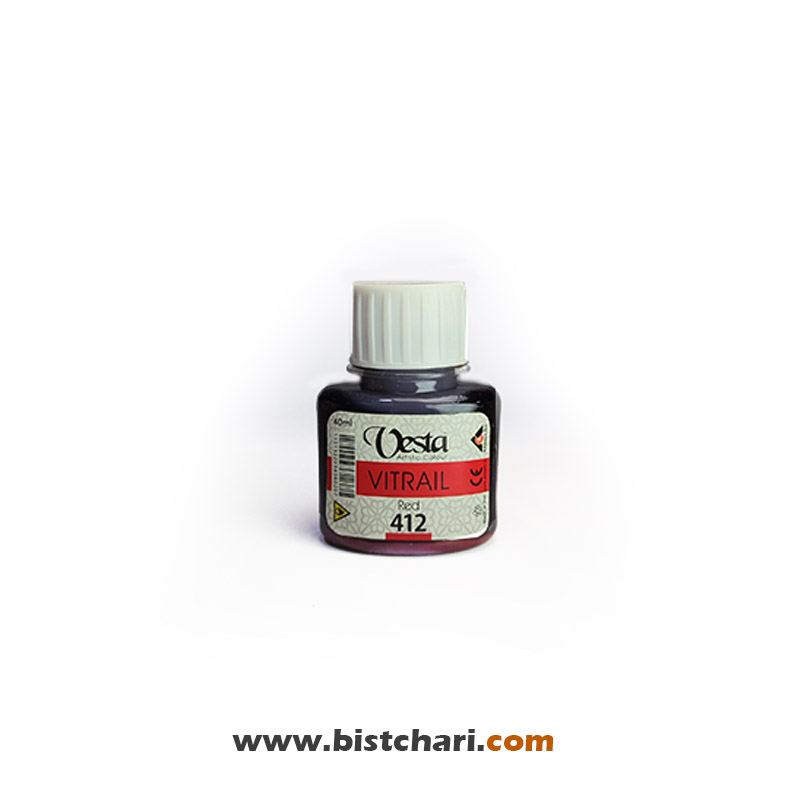 رنگ ویترای رنگ Red کد 412 حجم 40 ml برند وستا Vesta
