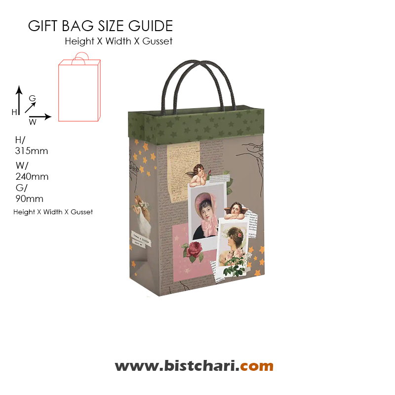 فولدی بگ (گیفت بگ) طرح دار سایز 3 برند مریکس Merrix