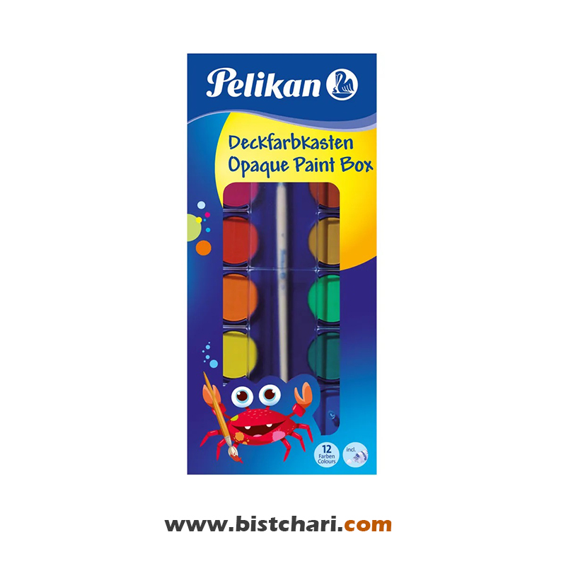 آبرنگ 12 رنگ  همراه با قلمو کد T11 برند پلیکان Pelikan
