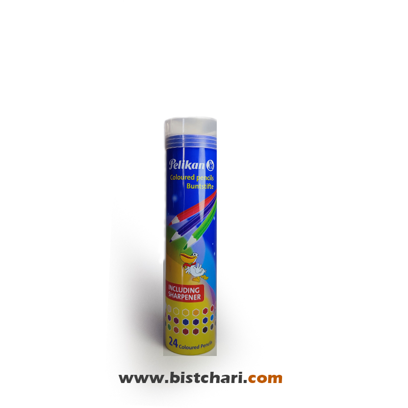 مداد رنگی 24 رنگ جعبه استوانه ای فلزی مدل Buntstifte برند پلیکان Pelikan