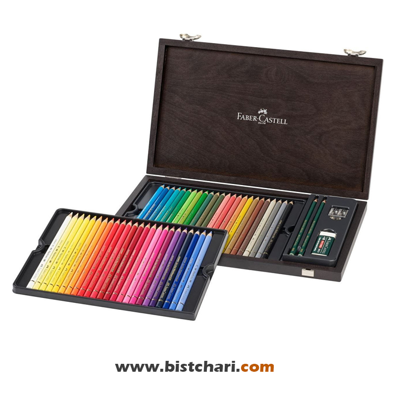 ست مداد رنگی 48 رنگ جعبه چوبی پلی کروموس Polychromos برند فابرکاستل Faber Castell