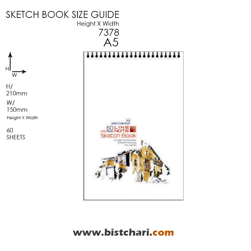 دفتر طراحی 60 برگ A5 با کاغذ سفید 120 گرم برند لاین نوت Line note
