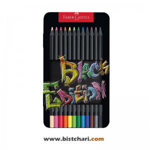 مداد رنگی 12 رنگ سری Black Edition جعبه فلزی برند فابرکاستل Faber Castell