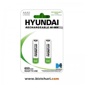 باتری نیم قلمی شارژی مدل (HR03 1.2V 650mAh) Rechargeable Ni-MH برند هیوندای Hyundai