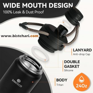 قمقمه دوجداره 710 میلی لیتر مدل Ktwo برند سانتکو Santeco