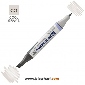 ماژیک راندو دو سر مدل Zig کد Cool Gray 3) C.03) برند کیورکالر KureColor