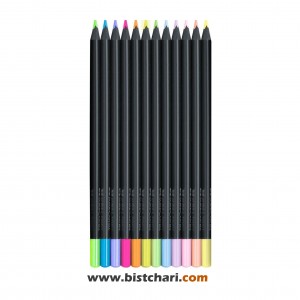 مداد رنگی 12 رنگ Black Edition نئونی و پاستلی کد 116410 برند فابر کاستل Faber Castell