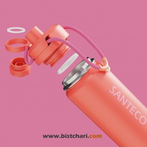 قمقمه دوجداره دو درب 710ml مدل کی تو Ktwo برند سانتکو Santeco