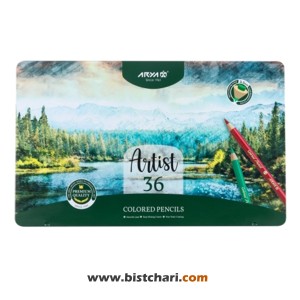 مداد رنگی 36 رنگ جعبه فلزی مدل Artist کد 3903 برند آریا Arya