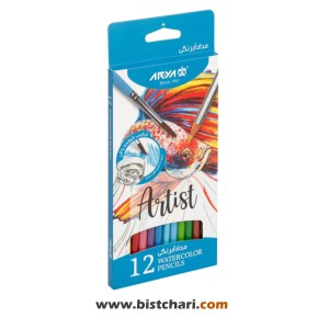 مداد رنگی آبرنگی 12 رنگ مدل Artist کد 3084 برند آریا Arya
