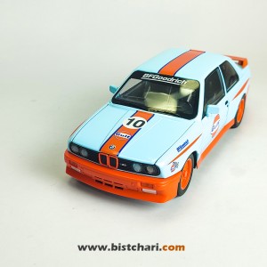 ماکت ماشین بی ام و BMW مدل M3 E30 رنگ آبی کمرنگ/نارنجی
