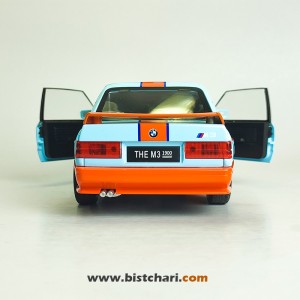 ماکت ماشین بی ام و BMW مدل M3 E30 رنگ آبی کمرنگ/نارنجی