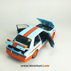 ماکت ماشین بی ام و BMW مدل M3 E30 رنگ آبی کمرنگ/نارنجی