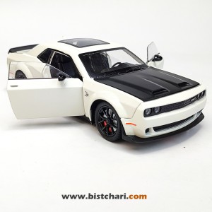 ماکت ماشین دوج چلنجر Dodge Challenger مدل SRT Hellcat رنگ سفید عاجی/مشکی