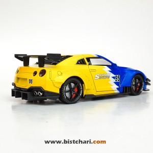 ماکت ماشین نیسان Nissan مدل GTR R35 رنگ آبی/زرد