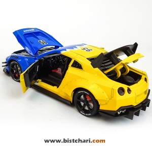 ماکت ماشین نیسان Nissan مدل GTR R35 رنگ آبی/زرد