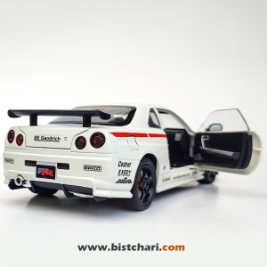 ماکت ماشین نیسان Nissan Skyline مدل GTR R34 رنگ سفید