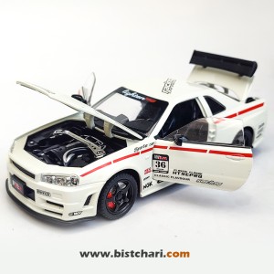 ماکت ماشین نیسان Nissan Skyline مدل GTR R34 رنگ سفید