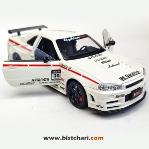 ماکت ماشین نیسان Nissan Skyline مدل GTR R34 رنگ سفید