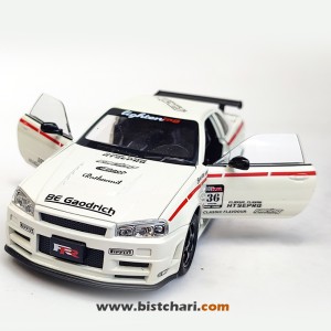 ماکت ماشین نیسان Nissan Skyline مدل GTR R34 رنگ سفید