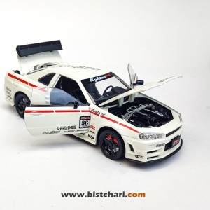 ماکت ماشین نیسان Nissan Skyline مدل GTR R34 رنگ سفید