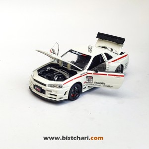 ماکت ماشین نیسان Nissan Skyline مدل GTR R34 رنگ سفید
