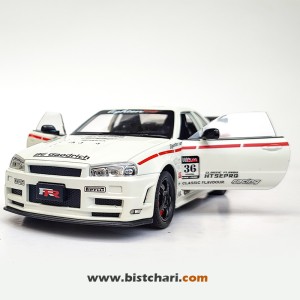 ماکت ماشین نیسان Nissan Skyline مدل GTR R34 رنگ سفید