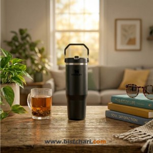 قمقمه دوجداره نی دار 880ml مدل Flip Straw Tumbler برند استنلی Stanley