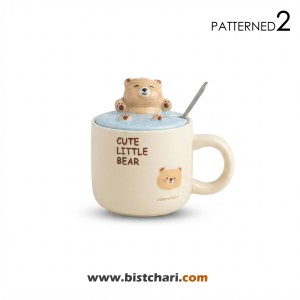 ماگ(لیوان) سرامیکی درب دار طرح خرس Bear