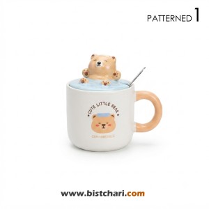 ماگ(لیوان) سرامیکی درب دار طرح خرس Bear