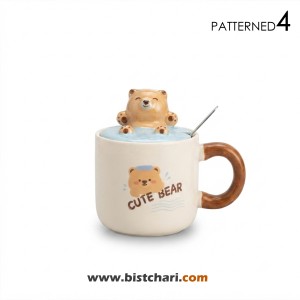 ماگ(لیوان) سرامیکی درب دار طرح خرس Bear