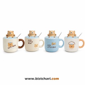 ماگ(لیوان) سرامیکی درب دار طرح خرس Bear