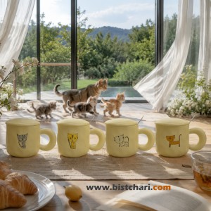 ماگ(لیوان) سرامیکی درب دار طرح گربه Cat
