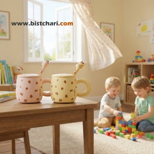 ماگ(لیوان) سرامیکی درب دار طرح زرافه Giraffe