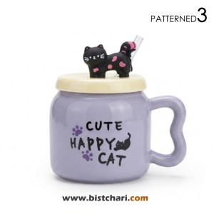 ماگ(لیوان) سرامیکی نی دار طرح گربه Cat