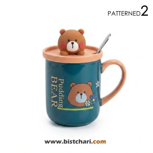 ماگ(لیوان) سرامیکی درب دار طرح خرس Bear