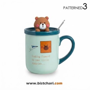 ماگ(لیوان) سرامیکی درب دار طرح خرس Bear