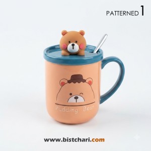 ماگ(لیوان) سرامیکی درب دار طرح خرس Bear