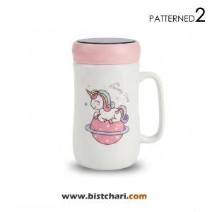 ماگ(لیوان) سرامیکی درب دار طرح Unicorn