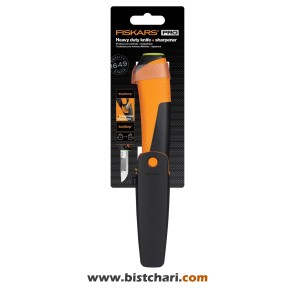 کارد دارای چاقوتیزکن مدل Heavy Duty knife with sharpener کد 1023619 برند فیسکارس Fiskars