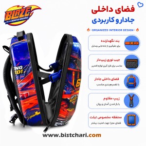 کوله پشتی مدرسه ای هارد کیس طرح Blaze برند Marinox Marvel