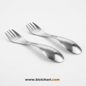 قاشق و چنگال دو طرفه استیل با لبه چاقویی مدل Swedish Spork Stainless برند لایت مای فایر Light my fire