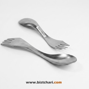 قاشق و چنگال دو طرفه استیل با لبه چاقویی مدل Swedish Spork Stainless برند لایت مای فایر Light my fire